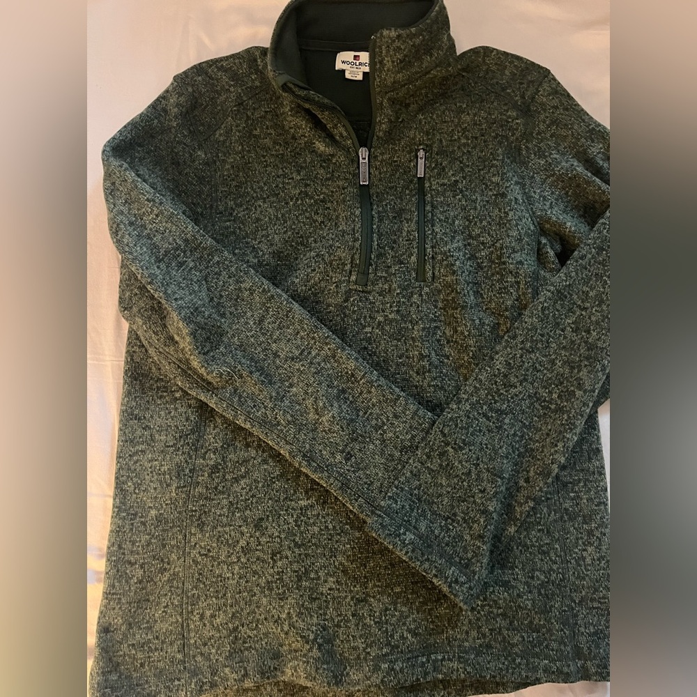 Woolrich Wool Zip Sweater Green Medium
